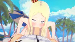 1boy 1girls 3d aged_up alternate_breast_size animated beach beatrice_(re:zero) blonde_hair blue_eyes blush breasts_out fellatio female hetero iridiusk koikatsu large_breasts long_hair looking_at_viewer male mini_crown mp4 natsuki_subaru no_sound oral penis pov re:zero_kara_hajimeru_isekai_seikatsu sidelocks symbol-shaped_pupils track_suit video