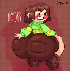 1girls 2d aka_h ass_bigger_than_head big_ass big_butt chara female female_only huge_ass huge_butt mob_face solo squatting thick thick_ass thick_legs thick_thighs undertale undertale_(series)