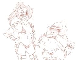 2d 2girls alphys armor aruput aruput_ut big_breasts chubby embarrassed female female_only glasses lizard_girl lizard_humanoid tagme thick_thighs undertale undertale_(series) underwear undyne yuri