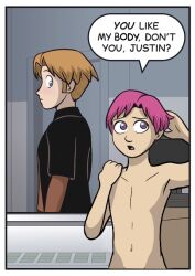 edit el_goonish_shive justin_tolkiberry male male_only naked pink_hair tedd_verres webcomic white_border