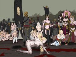 alarielle_the_radiant all_fours blonde_hair crone_hellebron crying dark_elf defeated druchii elf elf_ears high_elf_(warhammer) imminent_rape kneeling light-skinned_female love_duck mud party_wipe ripped_clothing sorceress spoils_of_war torn_clothes warhammer_(franchise) warhammer_fantasy