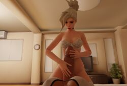 3d aretikos big_penis black_penis blender blizzard_entertainment blonde_female blonde_hair blue_eyes bra choker cock_shock erection futa_on_female futanari hyper_penis interracial large_penis lingerie mercy overwatch penis_awe pharah self_upload semi_nude sleeping stockings vagina veiny_penis