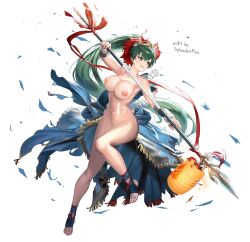 1girls alternate_costume armpits bare_legs breasts edit female female_only fire_emblem fire_emblem:_the_blazing_blade fire_emblem_heroes green_eyes green_hair headwear large_breasts large_penis legs long_hair lyn_(fire_emblem) lyn_(flame)_(fire_emblem) nintendo nipples nude nude_female nude_filter official_alternate_costume ponytail smile solo spear splooshiemon torn_clothes very_long_hair weapon