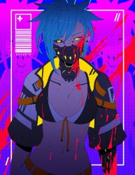 1girls big_breasts cleavage cyberpunk:_edgerunners cyberpunk_2077 female female_only gasmask koyorin light-skinned_female mask original_character presenting_breasts