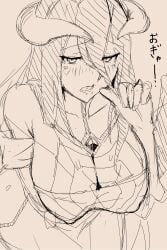 1girls albedo_(overlord) big_breasts cleavage emusurii erect_nipples monster_girl overlord_(maruyama) sketch succubus tagme