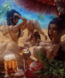3girls aged_up alternate_breast_size animated asian_female avatar_the_last_airbender azula back_dimples barefoot beach beach_umbrella beer beer_bottle big_breasts black_hair blurred_foreground blurry_background bouncing_ass bouncing_breasts braid braided_ponytail brown_hair bubble_butt casual_nudity coconut_drink completely_nude day dessert double_bun drink_umbrella drinking_straw ecchioni empty_glass female_only fingernails full_body hair_over_shoulder head_down_ass_up ice_cream jack-o_pose large_breasts light-skinned_female lipstick long_hair looking_at_viewer mai_(avatar) multiple_girls nail_polish naked nickelodeon nude nude_female nudist_beach ocean on_breasts on_knees outdoor_nudity outdoors palm_tree pina_colada plant playing_with_hair pursed_lips red_nails relaxing sand_castle sitting summer sweat sweating sweaty_breasts swept_bangs tanline thick_lips tropical_setting twerking twintails ty_lee umbrella water