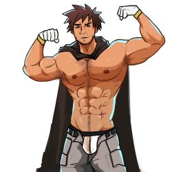 balls bara beard bigbaraboi bulge byron_(pokemon) facial_hair flexing game_freak gay male male_only muscles muscular nintendo npc_trainer penis pokemon solo solo_male sweaty