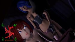 3d anal angry animated aqua_(kingdom_hearts) ass bent_over_table blue_eyes blue_hair breasts dark_room desk feet fingerless_gloves full-package_futanari futa_on_female futanari kairi kingdom_hearts kingdom_hearts_iii multiple_girls nipples no_sound nude penis red_hair sfmslayer source_filmmaker square_enix tagme testicles video