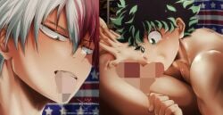 2boys ass censored gay izuku_midoriya lemilkychoc male male_only mosaic_censoring my_hero_academia penis shouto_todoroki yaoi