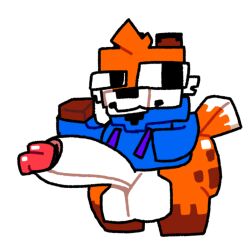 anthro ass big_butt big_penis blocky_body canid canine felid fox genitals kaseyla89864725 male male_only mammal microsoft minecraft mojang pantherine penis short_stack shortstack size_difference smaller_male smile solo soups_(superiorfox) video_games xbox_game_studios