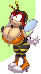 aged_up bee big_breasts breasts charmy_bee edit edited erect_nipples eyelashes nipples pufftor rule_63 sega shoes shortstack sonic_(series) sonic_the_hedgehog_(series) stinger thick_thighs thighs vagina zipper