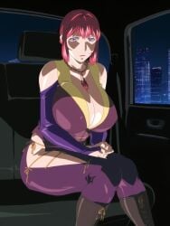 1girls ai_generated backseat bare_breasts bare_midriff bare_navel bead_necklace beads bible_black bible_black_new_testament blunt_bangs bob_cut bodysuit breasts breasts_out bridal_gauntlets busty center_opening city_background curvaceous curvy curvy_female curvy_figure enigmata facing_viewer faithful_to_the_anime female female_focus female_only front_view huge_breasts jewelry knees_together_feet_apart lipstick looking_at_viewer makeup mature mature_female midriff milf nail_polish navel necklace night nipple_slip nipples no_bra no_bra_under_clothes pants pinup purple_eyes red_hair revealing_clothes seat shin_bible_black short_hair sitting solo takashiro_hiroko uncensored upper_body vehicle vehicle_interior vest voluptuous wide_hips window