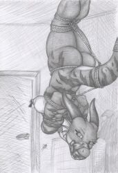 2_horns adhara angry anthro arms_tied artist_logo athletic athletic_anthro athletic_female bdsm bondage bound box breasts butt captured claws container crotch_rope door doorway dragon eyelashes female finger_claws fingers fully_bound gag gagged graphite_(artwork) hands_behind_back hands_tied hi_res horn inside legs_tied logo looking_back medium_breasts monochrome muffled mythological_creature mythological_scalie mythology neck_tied nipple_clamp nipples nude nude_anthro nude_female pupils rear_view restrained restraints rope rope_bondage rope_harness scalie slit_pupils solo spiritalpha submissive submissive_anthro submissive_female suspension suspension_bondage tail tail_bondage tail_tied tape tape_gag thick_thighs traditional_media_(artwork) upside_down wingless_dragon
