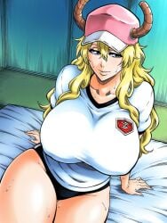 miss_kobayashi's_dragon_maid lucoa blonde_hair cap gym gym_uniform milf chubby chubby_female sweat sweaty shao145 ai_generated solo solo_female 1girls curvy curvy_figure curvy_female curvy_body mature_female big_breasts large_breasts huge_breasts light_skin light-skinned_female shiny_skin looking_at_viewer
