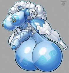 1futa balls balls_bigger_than_head big_balls big_breasts blue_skin breasts_bigger_than_head busty futa futa_only futanari huge_balls huge_breasts hyper hyper_balls idlepotoo oversized_balls plant solo uncircumcised unretracted_foreskin white_hair