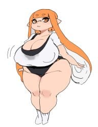 gyrbdark huge_breasts huge_thighs inkling inkling_girl kaori_(splatoon) splatoon sweat thick_thighs wide_hips
