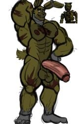 abs animatronic anthro balls big_penis erection five_nights_at_freddy's five_nights_at_freddy's_3 fur genitals hi_res lagomorph leporid machine male mammal muscular muscular_male nipples nude pecs penis rabbit robot scottgames solo solo_male springtrap_(fnaf) srlimonada undead yellow_body yellow_fur