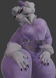 lady_poodlina palmtreerothic fortnite looking_at_viewer sexy sexy_female big_breasts thick_thighs white_fur anthro female 1girls solo solo_female epic_games 3d clothed clothed_female black_nose tongue_out