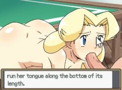 1boy 1girls allie_(pokemon_ecchi) animated blowjob cum cum_in_mouth cum_inside fangame fangame_character fellatio hinoarashi looking_at_partner naked naked_female npc_trainer pixel_art pokemon pokemon_(species) pokemon_breeder_(pokemon) pokemon_ecchi pokemon_fangame sucking sucking_penis sucking_sound tagme text text_bubble video