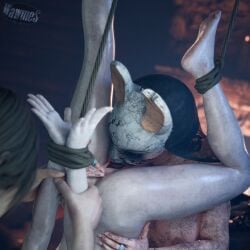 3d blender blowjob crossover cum cum_in_mouth dead_by_daylight dirty eastern_and_western_character fingering fingering_anus fingering_ass leon_scott_kennedy oral oral_sex rebecca_chambers resident_evil rope rope_bondage shibari the_huntress_(dead_by_daylight) tied-up upside-down upside_down_cunnilingus upside_down_fellatio wawmes
