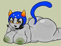 1girls areola ass big_ass big_breasts big_nipples catgirl ch400_(artist) chubby chubby_female female female_only freckles freckles_on_ass freckles_on_breasts freckles_on_shoulders furry green_nipples hat_only homestuck lying_on_stomach ms_paint_adventures naked naked_female nepeta_leijon nipples nude nude_female solo solo_female tail troll_(homestuck) yellow_eyes