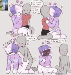 2boys anonymous_male blush bottomless bottomless_male cuntboy deltarune english english_text mii nintendo object_head sarrwrr small_penis tagme tenna_(deltarune) toby_fox tomodachi_life tomodachi_life:_living_the_dream
