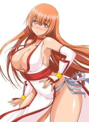1girls aoiakira553 big_breasts breasts brown_eyes brown_hair cleavage dead_or_alive female kasumi_(doa) kunoichi large_breasts long_hair ninja panties thighhighs underwear white_panties white_thighhighs white_underwear