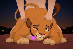 ai_generated ass_up bedroom brown_body brown_eyes choker clenched_teeth disney feline female female_penetrated from_behind furry glowing human jack-o_pose kiara lion male male/female male_penetrating male_penetrating_female night nude nude_female nude_male on_bed one_eye_closed penetration penetration_from_behind pleasure_face quadruped rolling_eyes sex sex_from_behind spread_legs the_lion_king thrusting yellow_sclera