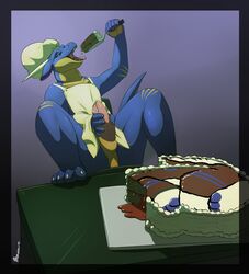 apron cake cum dragon drool eating food hat morca penis saliva scalie