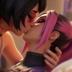 2girls adira_(fortnite) ai_generated animated clothed_sex edited epic_games evie_(fortnite) fortnite girls_only google_gemini grok grok_imagine kissing mikey-rg97 passionate_kiss sound tagme video yuri