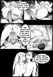 ai_generated ai_assisted marlai re:zero_kara_hajimeru_isekai_seikatsu subaru_nakajima emilia_(re:zero) see-through chastity_cage chastity_device chastity pussy_ejaculation pussy cum_in_pussy facesitting licking licking_cum femdom
