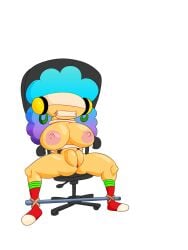 maxtlat the_amazing_world_of_gumball cartoon_network jackie_wilson female bondage tape taped_mouth taped_eyes restrained restraints office_chair breasts big_breasts pussy vagina kidnapped kidnapped_girl female_only canonical_scene tagme