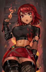 1girls alternate_costume breasts highres large_breasts pyra red_eyes red_hair saiykik solo xenoblade_(series) xenoblade_chronicles_2