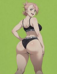 ai_art ai_generated alien_girl big_ass big_butt blacked female female_only flcl flcl_alternative green_eyes haruko_haruhara pawg pink_hair posing posing_for_the_viewer round_ass round_breasts round_butt