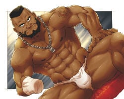 1_arm 1boy abs amputated_arm amputee armpits bandage bandaged_arm bara barret_wallace beard beefy biceps big_areola big_arms black_hair breasts broad_shoulders bulge bulge_through_clothing collarbone daddy dark_skin dilf disability disabled_male dog_tags dutch_angle eight_pack final_fantasy final_fantasy_vii flaccid frown fundoshi fundoshi_only gay genital_outline hand_on_leg handicapped hi_res hunk legs_apart looking_at_viewer male male_only manly mature_male missing_arm muscles muscular muscular_arms muscular_legs muscular_male muscular_neck muscular_thighs mustache_stubble navel necklace pecs pubic_hair quadriceps rokushaku_fundoshi round_head scar scar_on_face severed_arm shaved_side short_hair sitting six_pack small_pupils smile solo spiky_hair square_enix tattoo tattooed_arm thick thick_arms thick_eyebrows thick_legs thick_thighs topless torieda tough_guy triceps white_border white_fundoshi yaoi