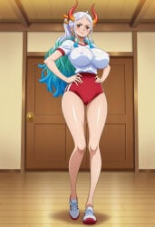 yamato_(one_piece) one_piece bloomers buruma gym_uniform 1girls ai_generated aindroidparanoid ass big_ass big_breasts big_butt breasts busty butt curvy cute fat_ass female female_only hair hi_res hips huge_breasts human large_ass large_breasts legs narrow_waist nipples slim_waist solo tagme thick_ass thick_thighs voluptuous waist wide_hips
