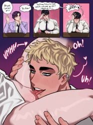 gay yaoi nonsenseatnight dansul_(chl0rine) matias_(chl0rine) aster_(chl0rine) dialogue school school_uniform big_breasts big_pecs cuntboy trans_man teacher student teacher_and_student under_the_table under_desk under_the_desk holding_head moaning ahe_gao cunnilingus stealth_sex hidden_sex risky_sex