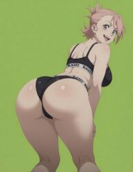 ai_art ai_generated alien_girl big_ass big_butt blacked female female_only flcl flcl_alternative green_eyes haruko_haruhara pawg pink_hair posing posing_for_the_viewer round_ass round_breasts round_butt