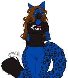 2026 anthro biped bottomless bottomless_anthro bottomless_female breasts clothed clothed_anthro clothed_female clothing digital_drawing_(artwork) digital_media_(artwork) felid feline female front_view fur genitals hair hi_res kittydee looking_at_viewer mammal partially_clothed partially_clothed_anthro partially_clothed_female smile solo spots standing tail vulva