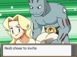 allie_(pokemon_ecchi) blonde_female clap_(sound_effect) clapping_cheeks cum cum_inside fangame fangame_character hinoarashi interspecies machoke naked naked_female pixel_art pokemon pokemon_(species) pokemon_ecchi pokemon_fangame pokephilia tagme text threesome video voyeurism