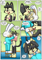 comic couple duo feline fellatio krezz_karavan lagomorph male oral oral_sex rabbit school_days_(krezz_karavan) whiskers