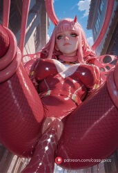 ai_generated anime anime_girl arms_behind_back big_breasts blush bodysuit booty breasts busty cleavage cleavage_cutout curvy darling_in_the_franxx fanart fishnet fishnet_clothing fishnet_legwear fishnet_stockings fishnet_thighhighs fishnets from_below green_eyes horns hot huge_breasts large_breasts long_eyelashes low-angle_view naked nipple_bulge nude pink_hair pleasure_face puffy_nipples pussy pussy_cutout pussy_juice red_eyeshadow red_horns round_ass round_breasts round_butt running_mascara runny_makeup sex sex_toy sexy slim_waist small_horns small_waist suspended suspended_via_tentacles suspension tears tentacle tentacle_in_pussy tentacle_penetration tentacle_sex tentacles tentacles_around_legs thick_ass thick_thighs vagina vaginal vaginal_insertion vaginal_penetration vaginal_sex waifu wet wet_pussy wide_hips zero_two_(darling_in_the_franxx)