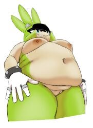 absurd_res afrosoricid anthro areola belly breasts clothing female genitals gloves green_body handwear hi_res idw_publishing jenokamui mammal nipples nude overweight overweight_female sega sharp_teeth solo sonic_the_hedgehog_(comics) sonic_the_hedgehog_(idw) sonic_the_hedgehog_(series) surge_the_tenrec teeth tenrec vulva