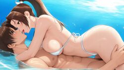 couple_sex female_dominating_male king_of_fighters kof kyo_kusanagi mai_shiranui the_king_of_fighters woman_on_top ai_generated beach