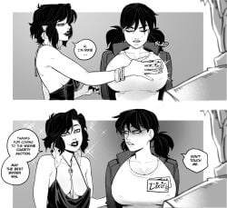 2girls adoptive_incest adoptive_siblings annoyed auction batcest batman_(series) breast_size_difference chibi comic dick_grayson english_dialogue english_text female_pervert fishtre full_cleavage genderswap genderswap_(mtf) greyscale hand_on_another's_chest huge_breasts incest inseki jason_todd jaydaughter_todd lesbian lipstick lipstick_lesbian lust makeup medium_breasts monochrome name_tag part_2 part_of_a_set plunging_neckline possessive possessive_female pussy_graydaughter rule_63 sisters slapping_breasts smug speech_bubble thought_bubble tomboy