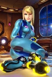 1girls 2026 3d ai_generated background blonde_hair blue_eyes butt civitai d3rmal galaxy long_hair looking_at_viewer medium_breasts metroid night nintendo pink_body samus_aran seductive shoes sitting solo space spaceship super_smash_bros. tagme visible_pussy window wink zero_suit_samus