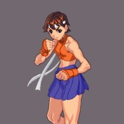 1girls animated ass athletic athletic_female bandana bingo_torte bloomers brown_hair bulge buruma clothed clothing female female_only fighter flexible footwear fully_clothed handwear human kicking large_ass light-skinned_female light_skin martial_arts multiple_poses muscular muscular_female muscular_legs muscular_thighs panties panty_shot pixel_art puffy_vulva punching sakura_kasugano school_uniform short_hair solo solo_female street_fighter thick_thighs thighs tomboy toned toned_body toned_female toned_legs upskirt