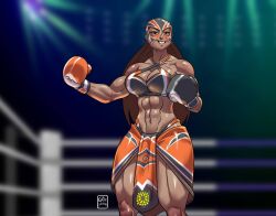 1girls 2022 abs artist_name athletic athletic_female black_boxing_glove boxer boxing boxing_gloves boxing_ring boxing_stance breasts commission dark-skinned_female dark_skin eyebrows eyelashes eyes female female_focus fighter fit fit_female gabocaricaturas gloves hair hips human legs lips mismatched_boxing_gloves orange_boxing_glove original original_character shoes thick thick_hips thick_legs thick_thighs thighs toned toned_female voluptuous watermark wide_hips yolanda_(popman71)