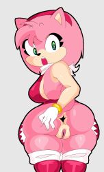 1girls amy_rose anthro anus ass ass_focus big_ass breasts clothed clothing female female_only fur furry furry_only horaco looking_back no_panties pink_hair presenting presenting_anus presenting_hindquarters presenting_pussy pussy solo sonic_(series) sonic_the_hedgehog_(series) tagme tail thehoraco thick_thighs