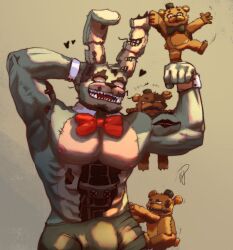 animatronic bear fangs five_nights_at_freddy's five_nights_at_freddy's_4 fnaf freddles male male_only muscular muscular_male nightmare_bonnie rabbit